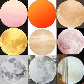 婚庆道具发光月球落日灯布素材婚礼装饰网红打卡月亮灯箱膜布