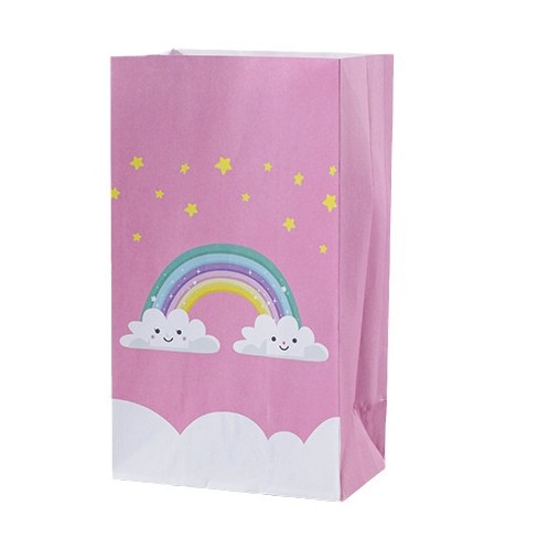 Nuevo Rainbow Kraft bolsa de embalaje de papel tuerca snack regalo bolsa de papel de embalaje regalo fondo cuadrado bolsa de fondo plano