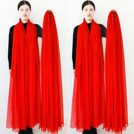 长条丝巾3米长广场舞红围巾女冬季红跳舞洋气纱巾薄款大披肩简约