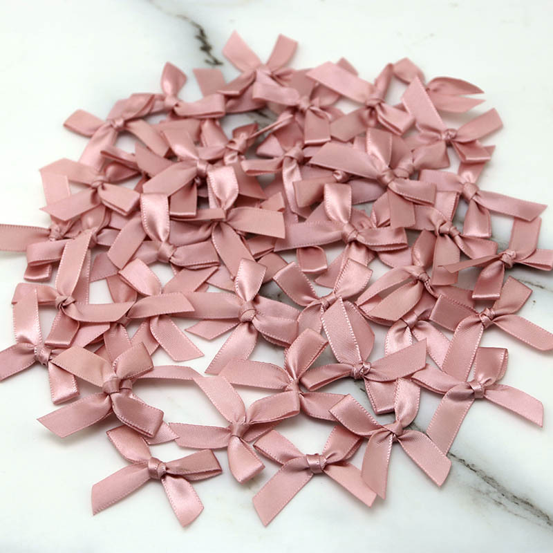 (50/Pack) 4*4cm fresh pink ribbon bow polyester satin bow flower DIY craft decorations