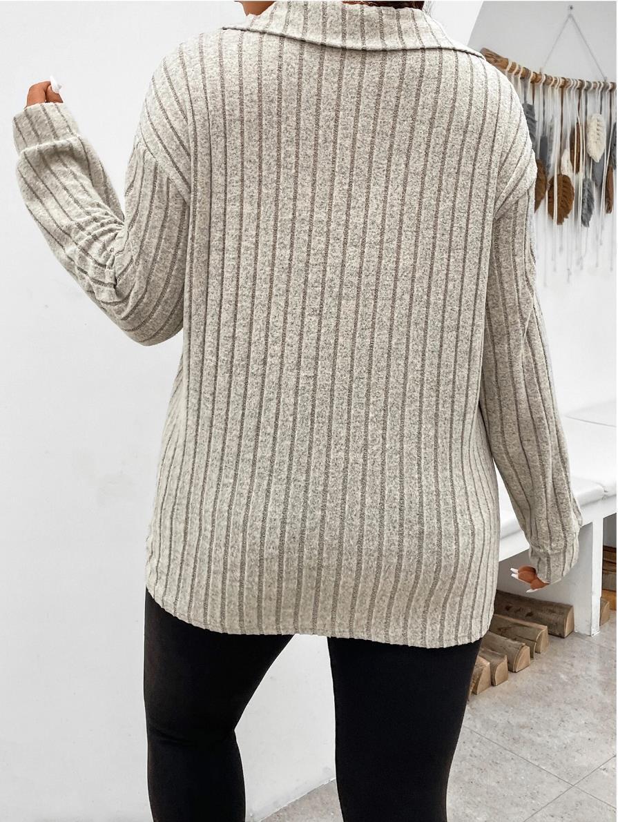 Women's T-shirt With V-lapel And Long Sleeves Loose Fit Casual_voghion.com