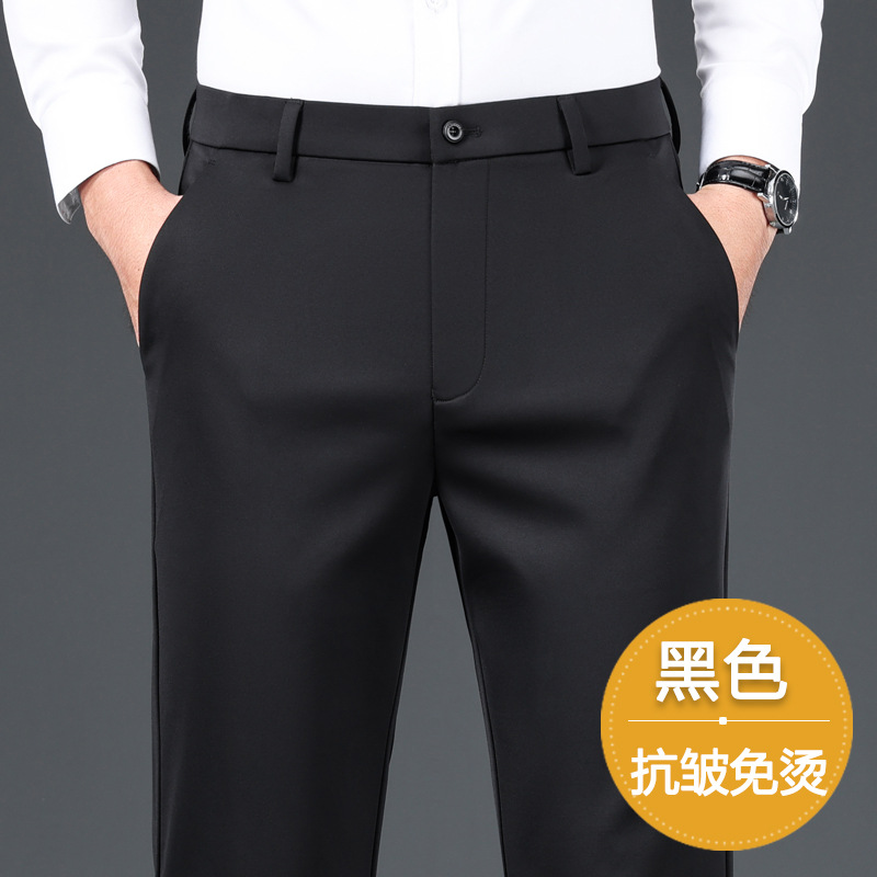 Pantalones anti-arrugas de alta calidad, pantalones de moda para hombres, nuevos pantalones rectos sueltos, pantalones casuales negros de negocios image 6