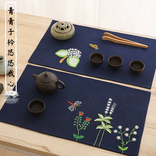 diy手工刺绣材料包套件 布艺茶垫杯垫中式荷花蜻蜓创意礼物刺子绣
