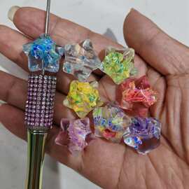 24mm树脂梅花亮片五角星星 DIY手工串珠散珠串笔手机链饰品配件