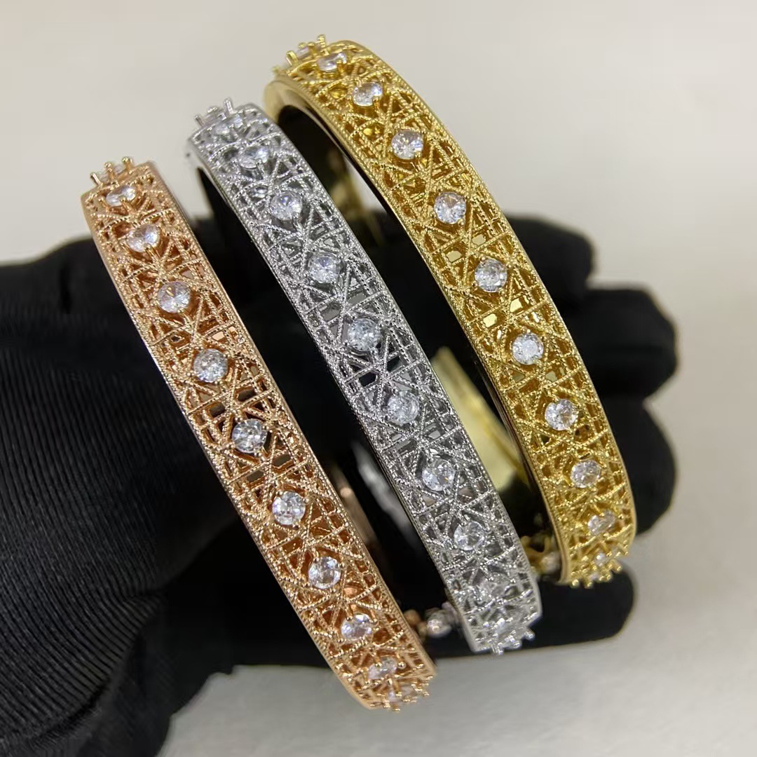DiJia/DJia Classic CD Letter European and American Retro Starry Sky Bracelet with Wicker Pattern and Hollow Diamond Inlay