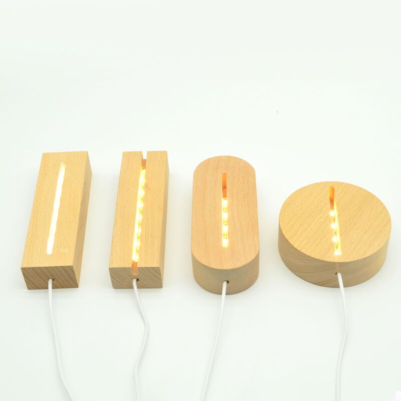 工場直販無垢材ランプベース LED ナイトライトアクリル発光ベース木製工芸品クリエイティブ装飾品|undefined