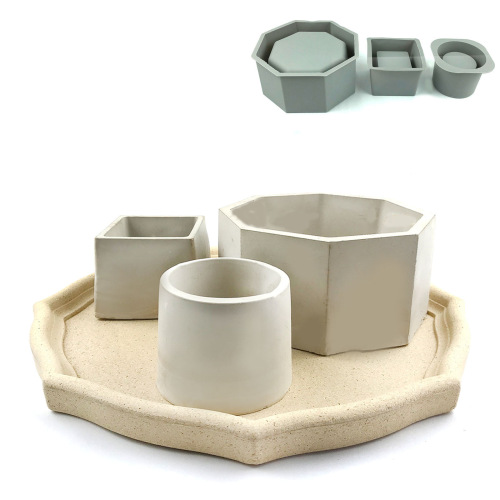 B4DR wholesale glue cement flower pot silicone mold fangyuan DIY cement double layer handmade gypsum succulent
