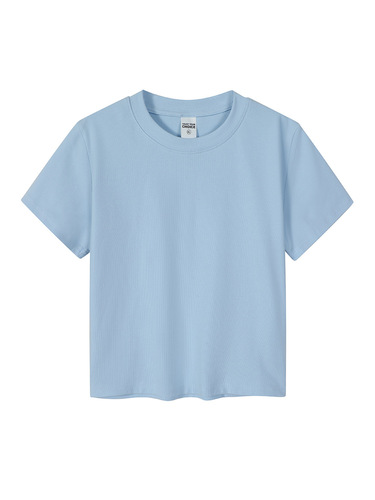 230g American Retro Full Shoulder Short Sleeve T-shirt Summer Spice Girl High-Waist Slimming Crop Top Women's Short Blouse