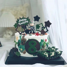 V2WS批发军人生日蛋糕装饰摆件男孩男神兵哥哥特种兵玩偶坦克蛋糕