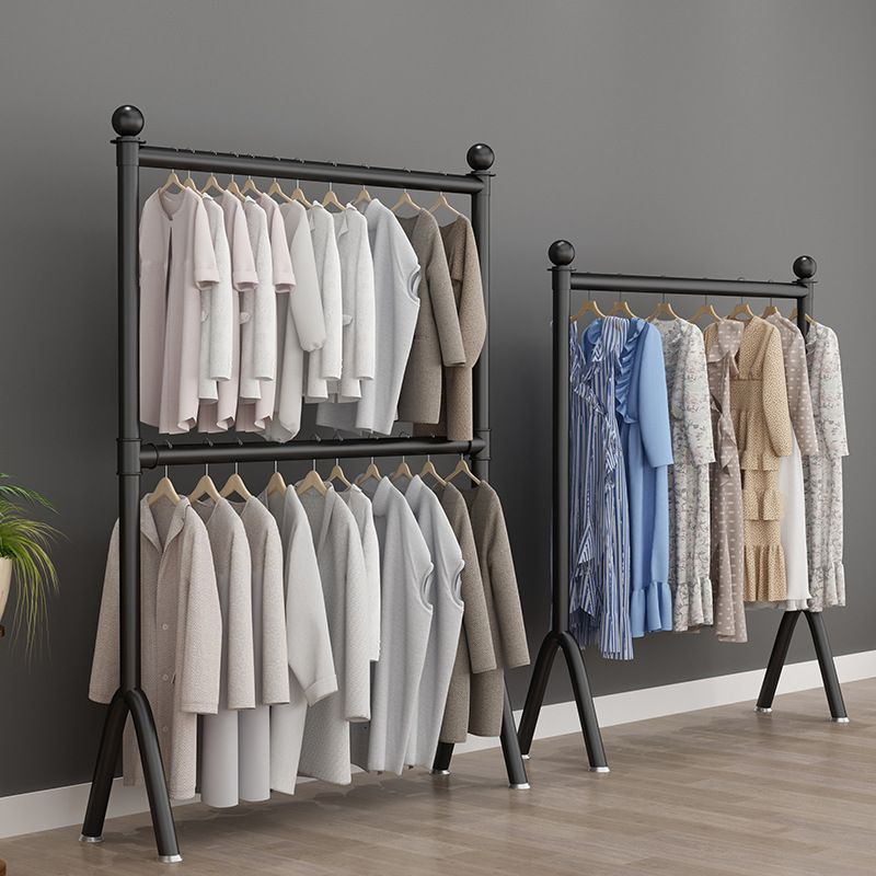 雙層可升降掛衣架服裝店展示架童女裝落地陳列貨架專用擺攤移動輪