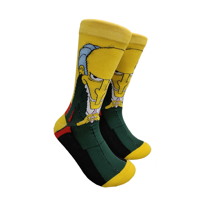 Calcetines de media pantorrilla a la moda con diseño de dibujos animados, creativos y personalizados, de algodón jacquard, de Suri Knitting, suministro transfronterizo.