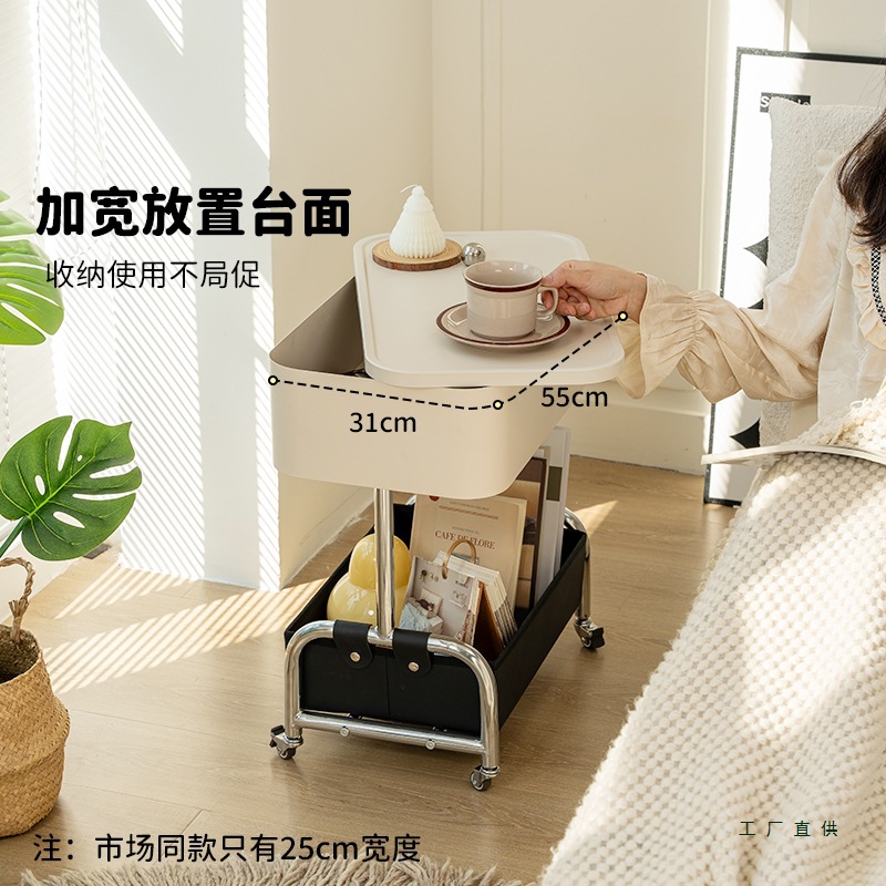 Movable Bedside Storage Rack, Small Bedroom Nightstand, 2026 New Model, Light Luxury Style, Home Storage Side Table