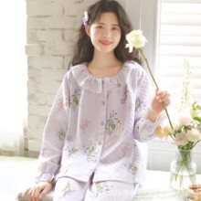 『眠岛』甜美睡衣女秋冬加厚保暖夹棉空气棉减龄大码家居服套装