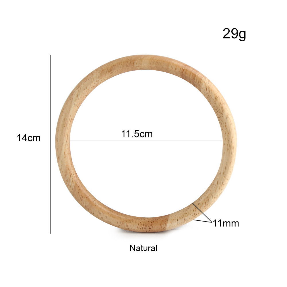 Fábrica de suministro directo de bolsas de gancho redondas de madera 14CM mangas de anillo de madera 11CM accesorios de bolsas