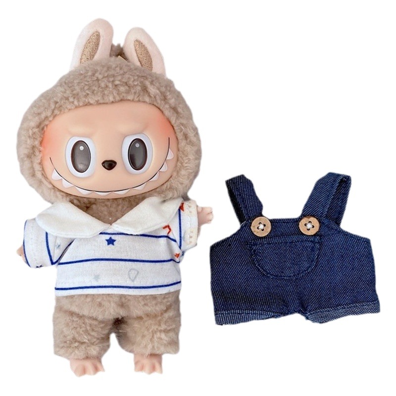 Labubu Ropa Accesorios 15cm trapo tela colgante muñeca ropa camiseta suspender pantalones traje [ropa para la venta solamente]