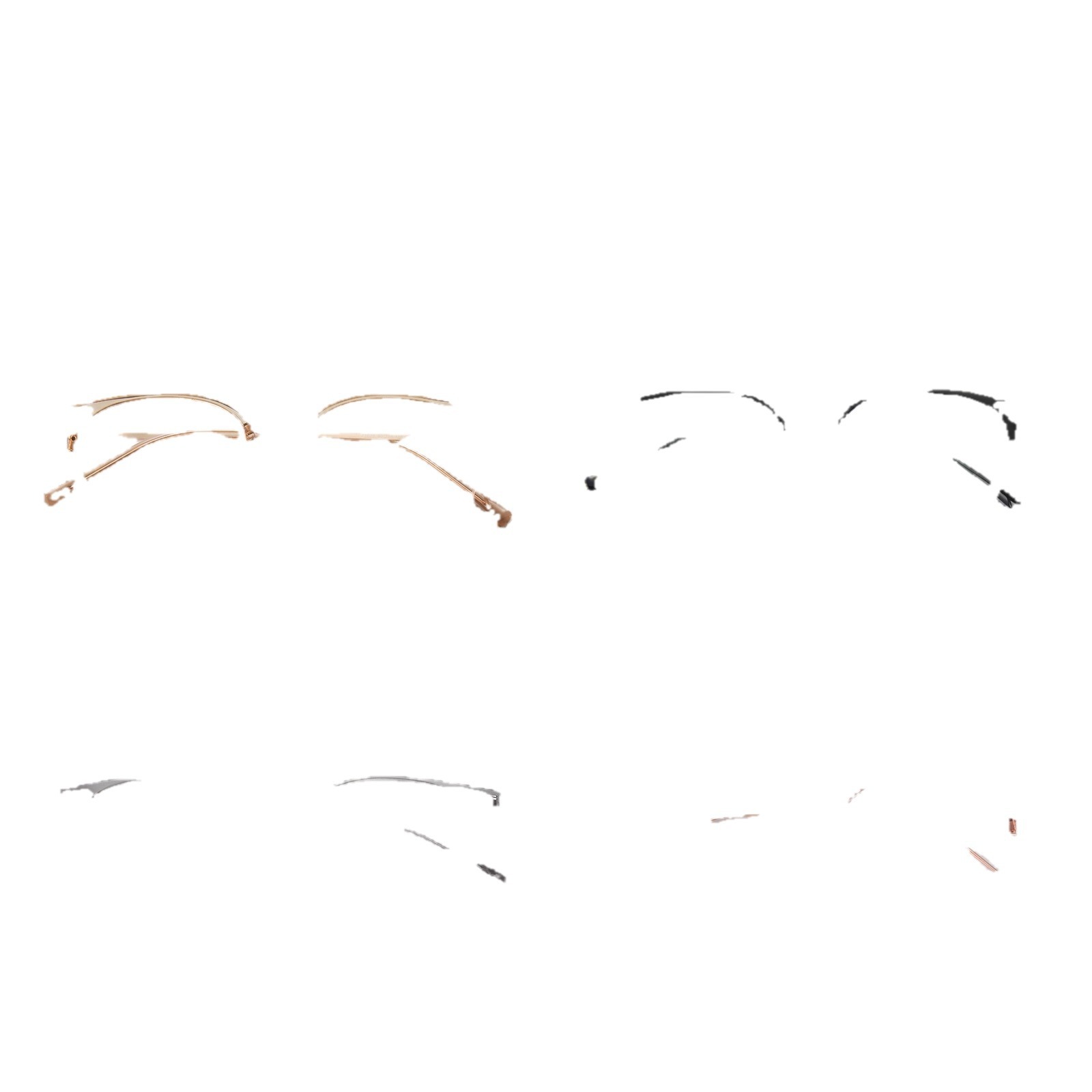 Estilo coreano suave aspecto de pigmento de té blanco joven ronda aleación ceja marco Marco de gafas sin clip de cara puede coincidir con la miopía Danyang lote