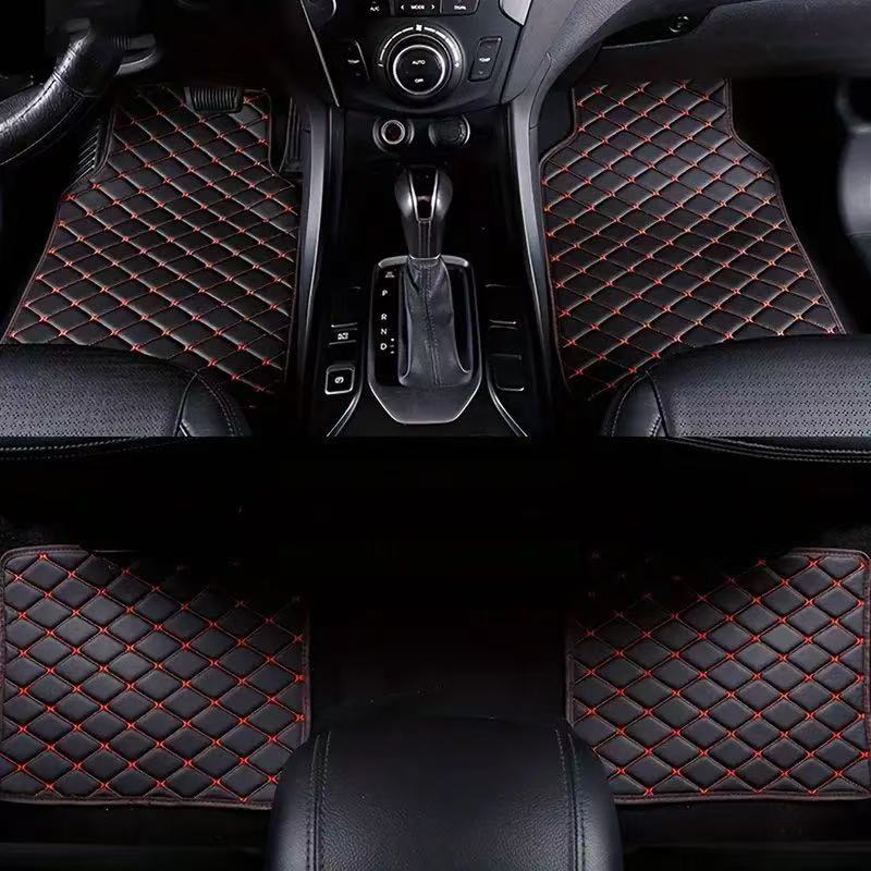 Cross-border universal leather quilted car floor mats, foot pads, direct sales from manufacturer, for Temu, Amazon, and foreign right-hand drive vehicles