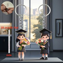 跨境可爱学士帽学生毕业礼物创2D亚克力平面可爱毕业纪念钥匙扣挂
