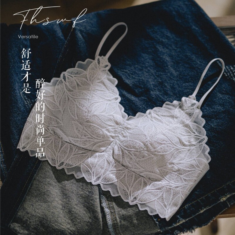 Sexy French Style Lace Sling Underwear Women's One-Piece Fixed Cup Bra Push-up Inner Wearing Backless Bra