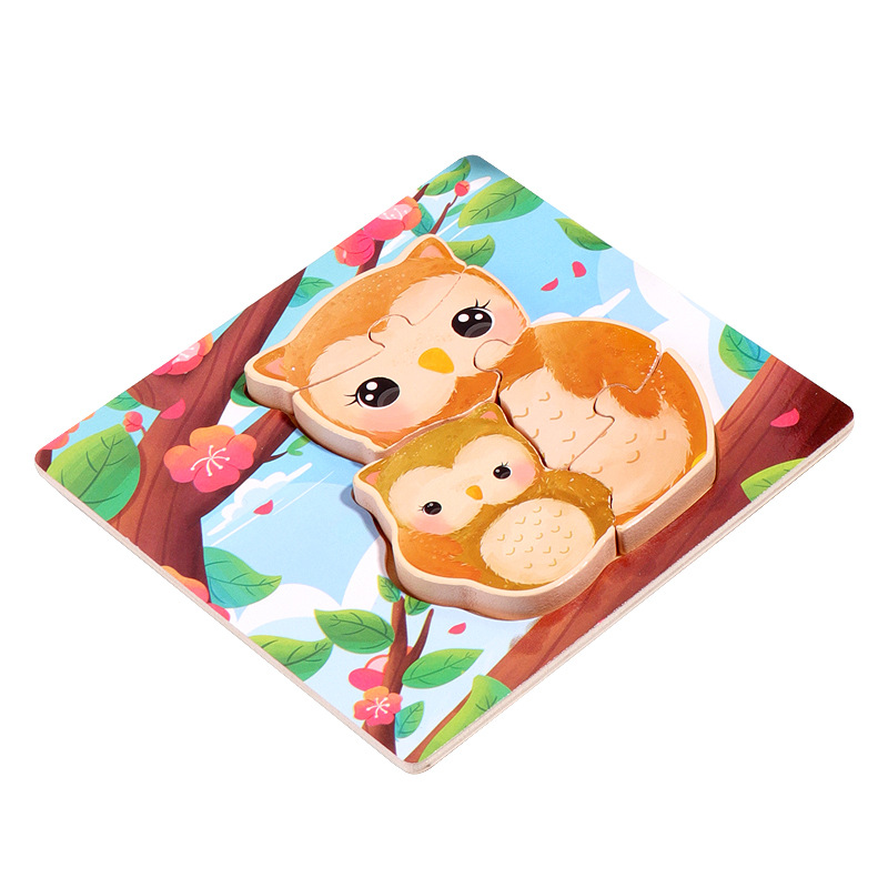 18 animales de dibujos animados de madera padres-hijos rompecabezas niños pequeños 1 - 3 - 5 años de iluminación educativa juguetes pequeños regalos