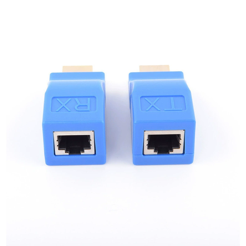 HDTV удлинитель единый сетевой кабель 30 метров HDTV единый порт сетевой RJ45 усилитель сигнала передатчик синий 1080P