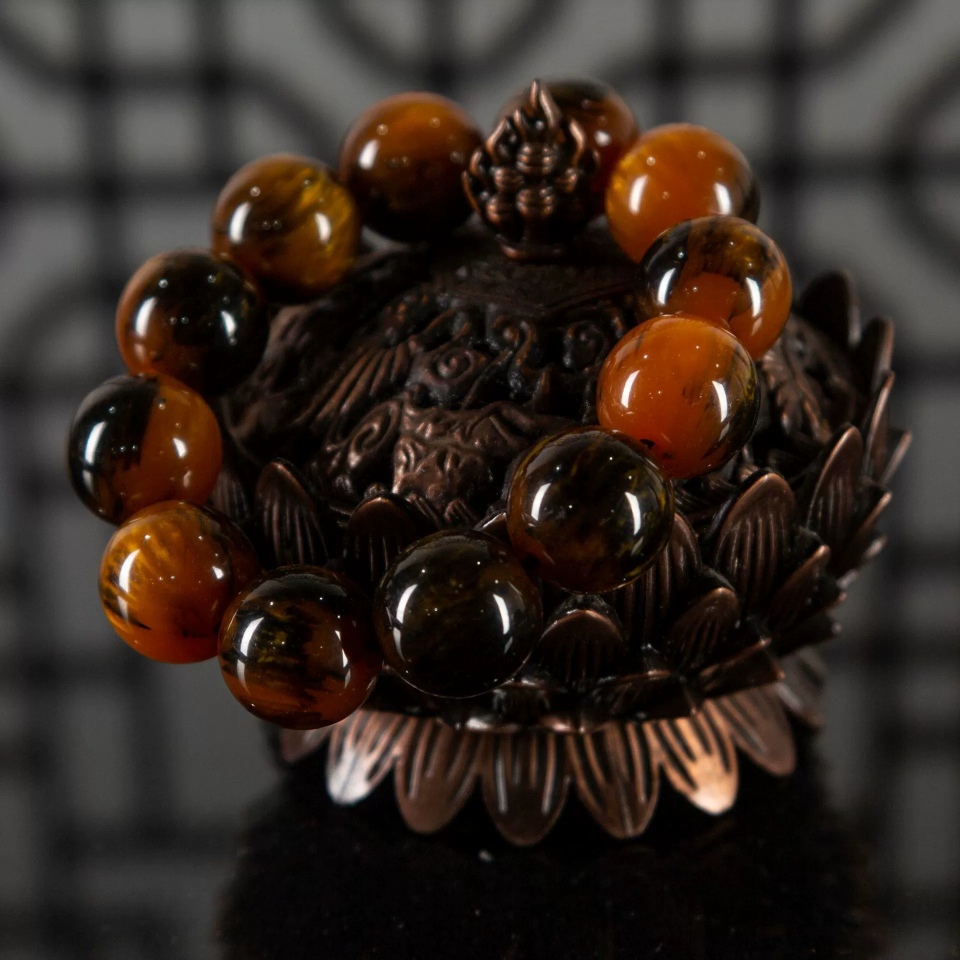 Onyx rosary with round beads jade wax agate, accessory