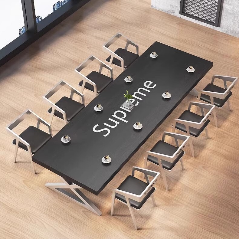 Industrial Style Solid Wood Dining Table Simple Coffee Shop Milk Tea Shop Table and Chair Combination Bar Office Conference Table Long Table