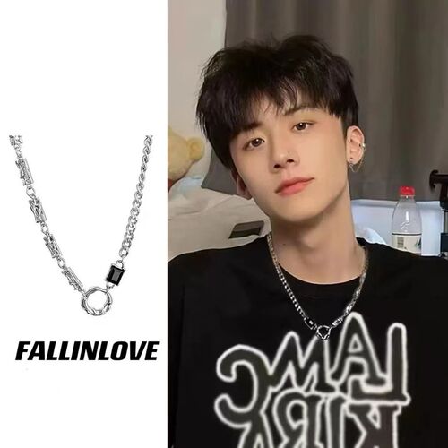 Necklace men's fashion trend Wang Jiaer's same style clavicle chain personality simple and handsome men's hip-hop unisex style jewelry