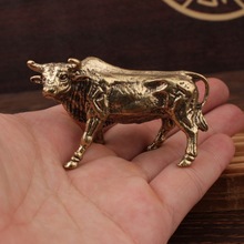 实心黄铜复古摆件挂件黄牛本命年创意十二生肖风水牛扭转乾坤茶宠