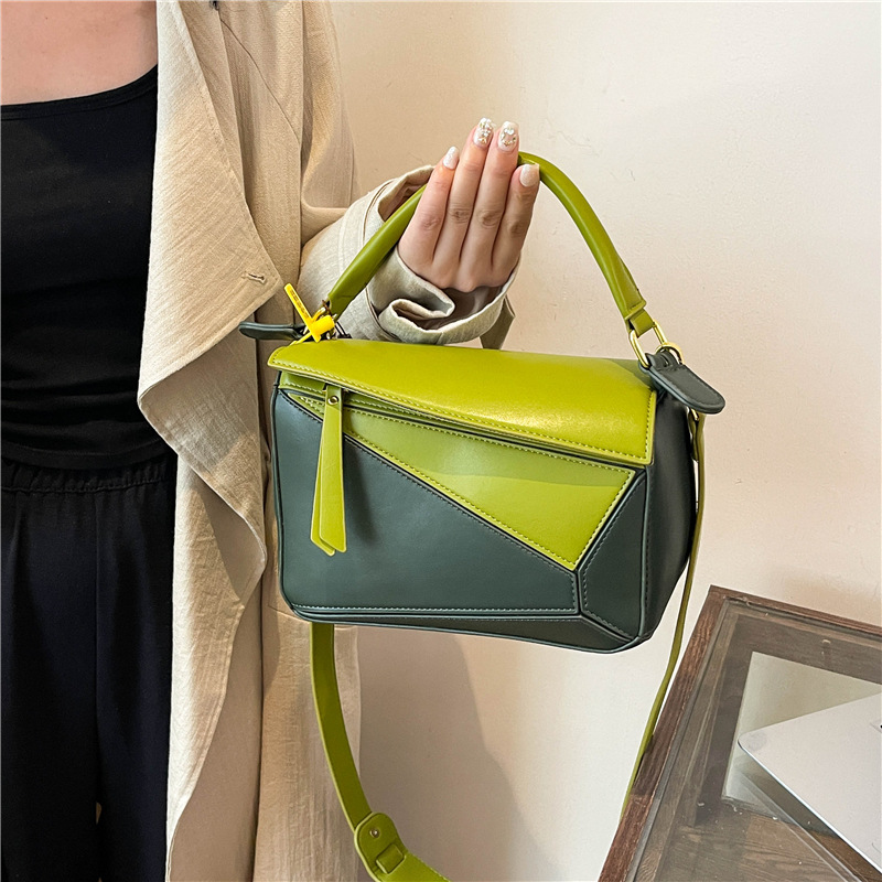 Geometric Patchwork Shoulder Bag For Women Foldable Crossbody_voghion.com