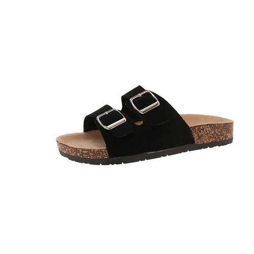 2025 Summer New Thick Sole Birkenstock Shoes for Women, Unisex Matchable Couple's Outdoor Wear Cork Slides with Soft Sole and Double Buckle Straps