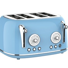 【热销网红】爆款复古设计不锈钢内胆带表全自动两片定制烤面包机