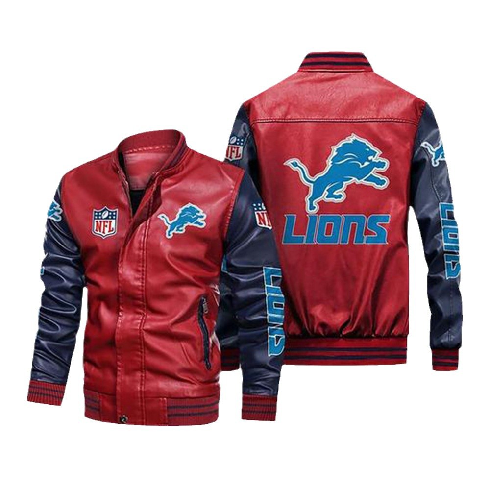 Chaqueta de cuero NFL gruesa impresa de tamaño grande primavera y otoño más chaqueta de locomotiva de hombre chaqueta de león chaqueta de cuero