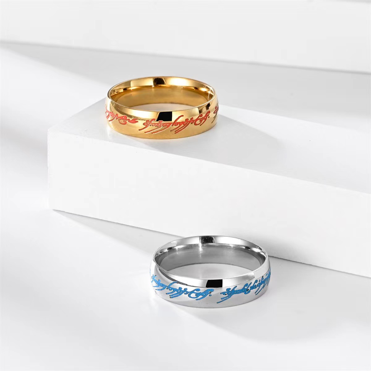 Fashion Titanium Steel Color-changing Luminous Magic Ring Simple