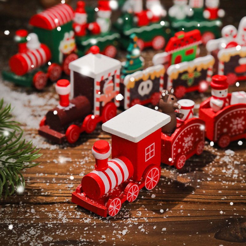 クロスボーダークリスマスギフトクリスマスギフト木製塗装電車装飾クリエイティブオーナメントオーナメントホリデーアレンジメント|undefined