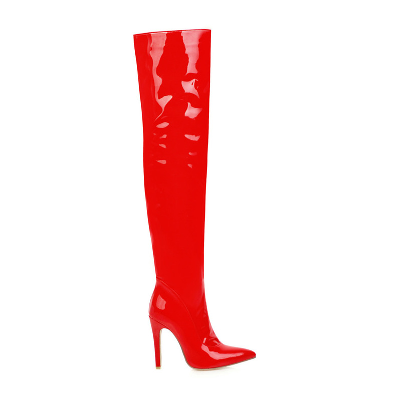 Cross-Border Sexy Patent Leather Over-The-Knee Boots for Women with Stiletto Heels