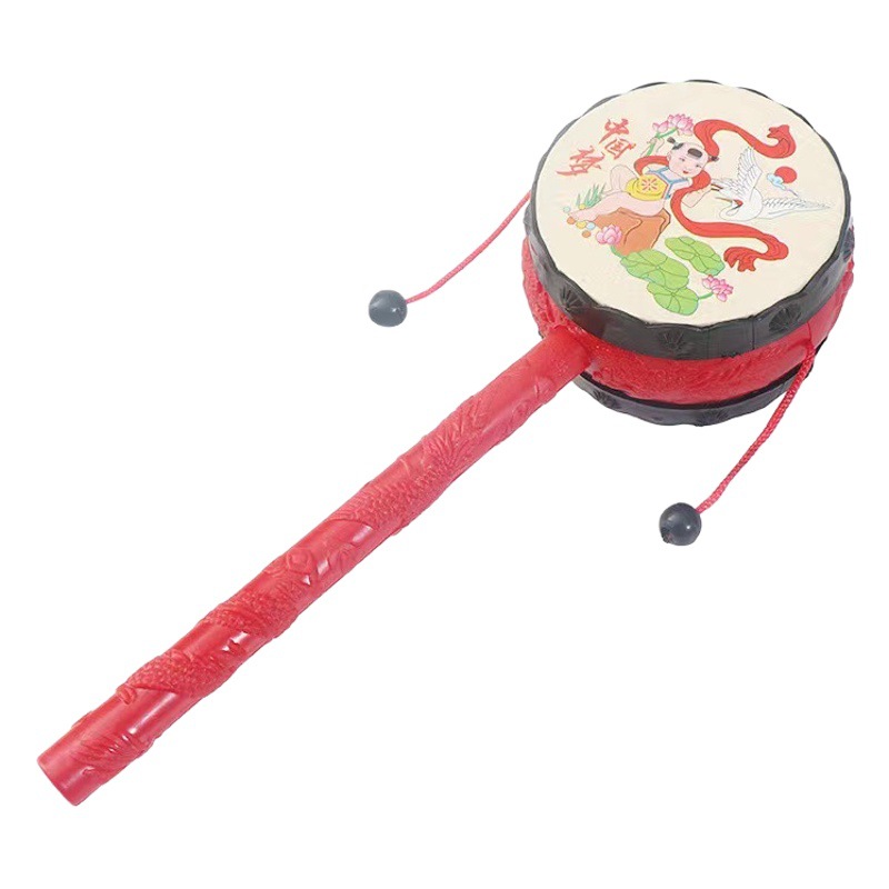 Chinese style auspicious rattle nostalgic classic New Year picture hand-cranked Baby Shaker toy stall goods factory straight hair
