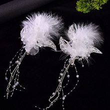 仙气灵动飘逸羽毛花瓣流苏串珠发夹新娘头饰晨袍汉服造型写真配饰