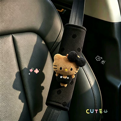 Sürətlər qutusu və əl tormozu başlıqları | seasons, cartoon KT cat - black-leather-with-black-polka-dots-black-shoulder-pads