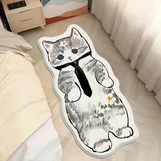 シンプルなアニメのかわいい猫の足のマットはカシミヤのじゅうたんの客間の寝室のベッドのサイドのじゅうたんの子供のマットのメーカーの卸売りをまねます。|undefined