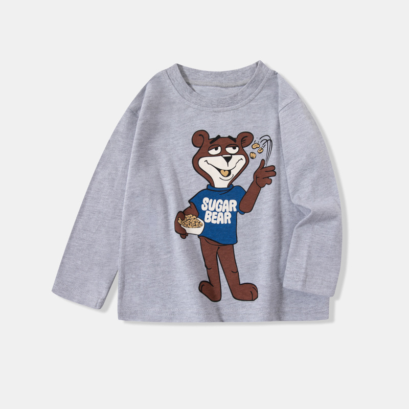 Ropa infantil transfronteriza, camiseta de manga larga para niños, nueva camiseta de base para niños de otoño, ropa de bebé, dibujos animados, INS, un cabello