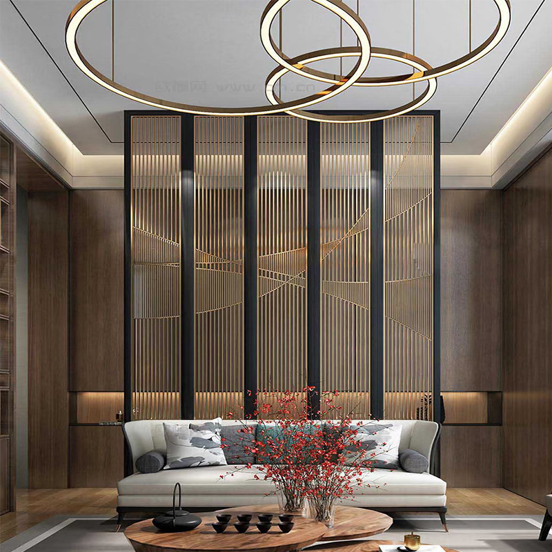 Stainless Steel Screen Partition Wall Decoration New Chinese Landscape Screen Villa Hotel Lobby Partition Office Entrance