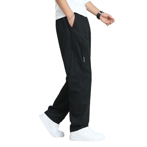 Pure Cotton Casual Pants Men's Thin Work Pants Men with Multiple Pockets Loose Straight Leg Large Size Outdoor Long Pants
