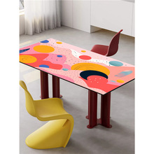 孟菲斯多巴胺设计师2025新款餐厅大户型彩色加厚钢化长方形餐桌子