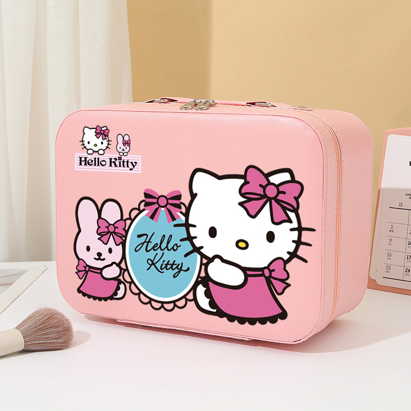 ハローキティ化粧品バッグ大容量化粧品ポータブル収納ボックスかわいい漫画 PU レザー化粧品ケースのカスタマイズ|undefined