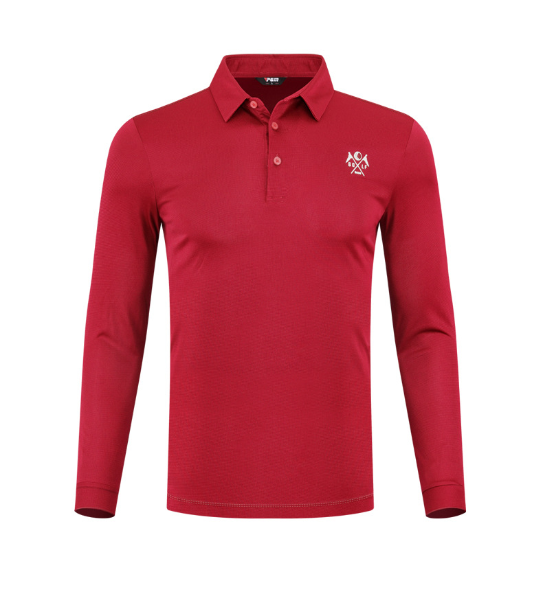 Áo thun dài tay golf nam PGM vải chức năng nhanh khô thoáng khí — YF445 màu xanh hải quân, YF445 Đen Xanh Navy, YF445 màu xanh nhạt, YF445 màu xám chi tiết 9