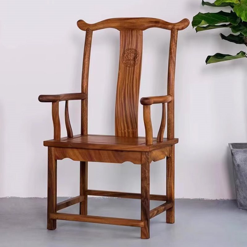 胡桃木餐椅新中式北欧椅实木圈椅禅椅太师椅靠背椅凳子官帽椅子茶