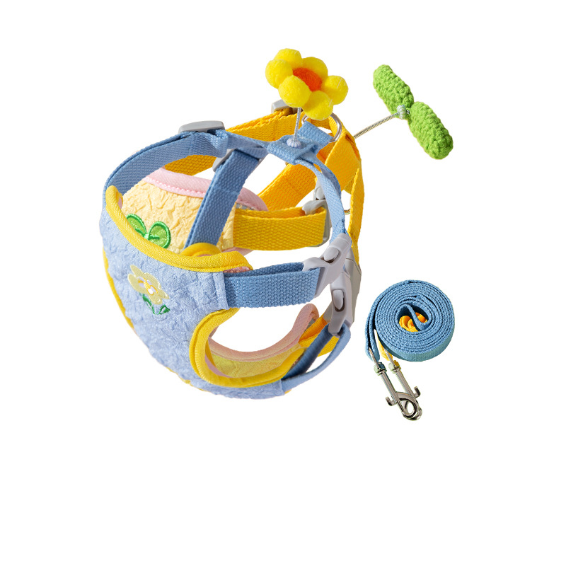 Gato sale, flores coloridas, mecedora, correa para el pecho, chaleco para perro, correa, mascota paseando, cuerda para gato, anti-liberación