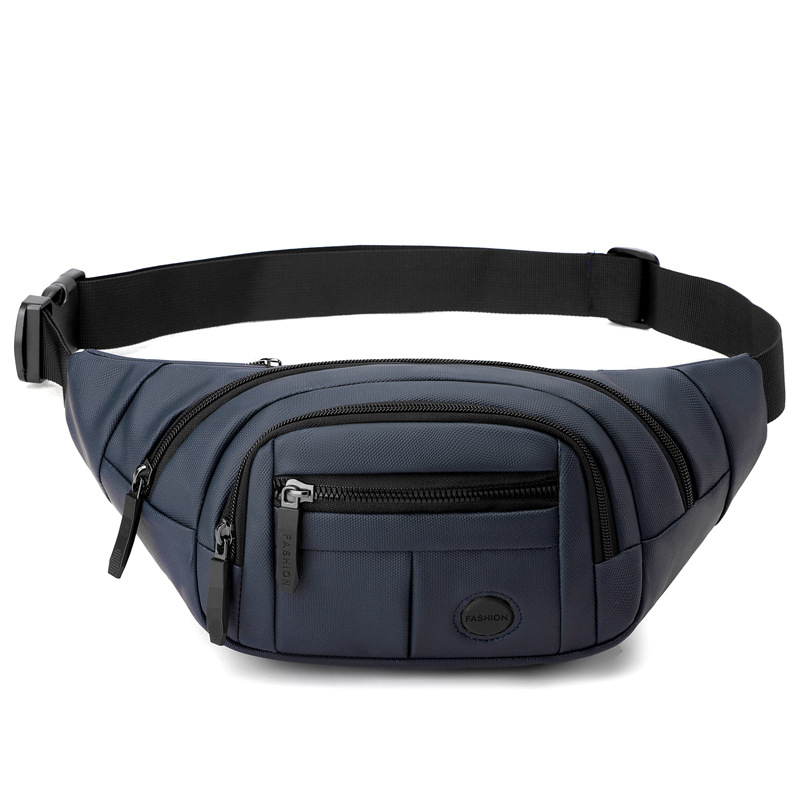 Bolso de cintura de hombre, película de cuero de gran capacidad, bolso de caja de negocios, bolso de pecho de moda, bolso de hombro múltiple.