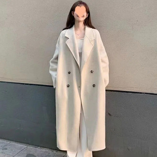 Korean-Style Casual Lapel Coat 2024 New Double-Breasted Cocoon-Shaped Double-Sided Woolen Coat for Women Versatile Woolen Jacket
